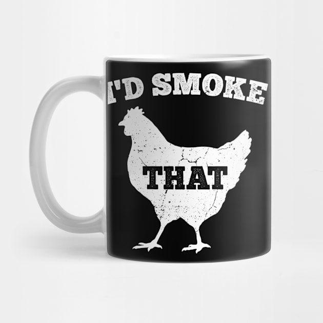 Vintage I'd Smoke That Chicken Funny BBQ Barbecue Gift for Dad by Boneworkshop